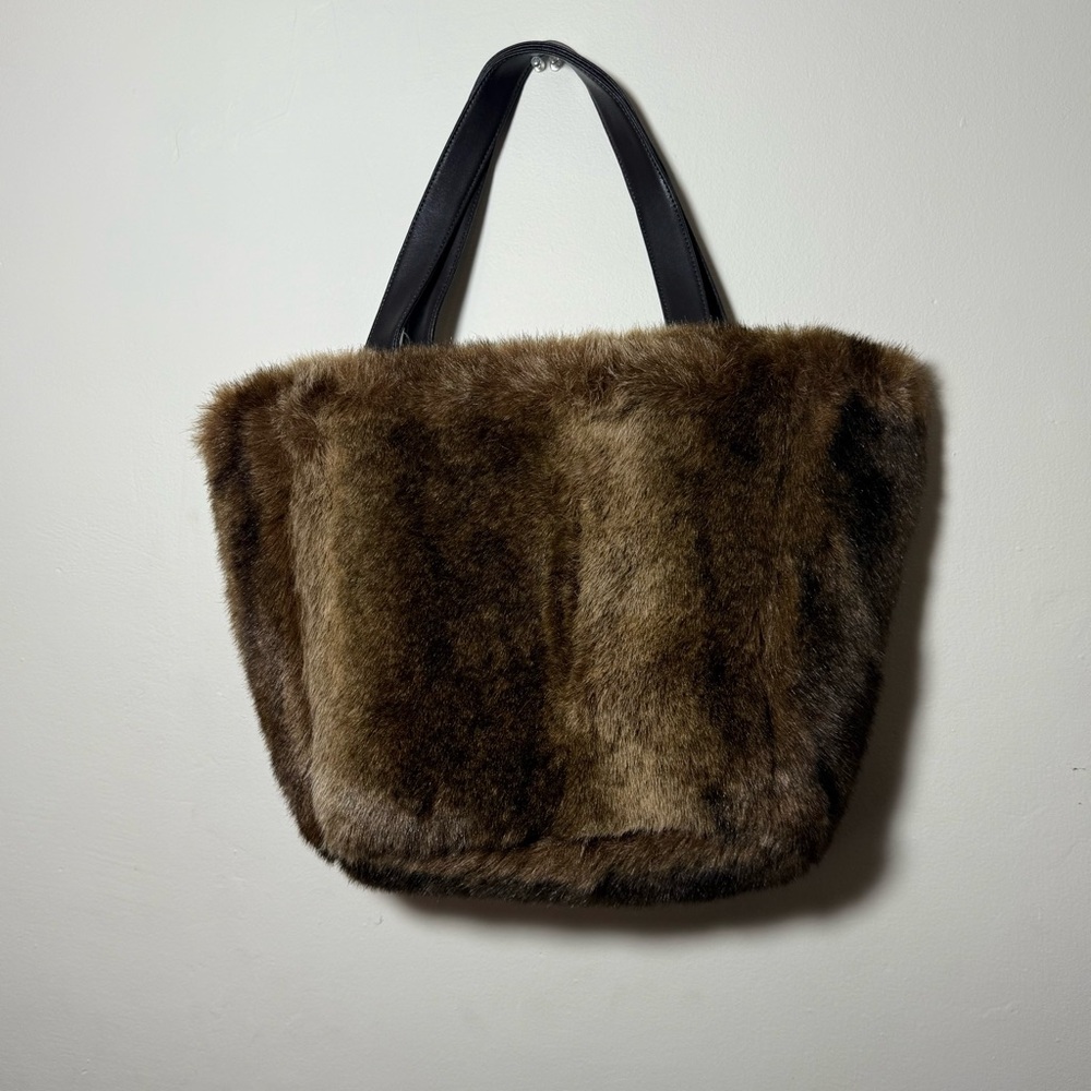Luxurious Faux Fur Brown Tote Bag
